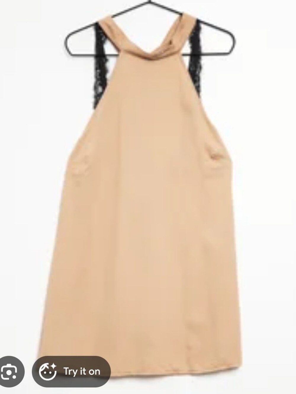 Vintage Y2K For Love And Lemons Halter Top Dress Lace Straps Tan 90s Cream